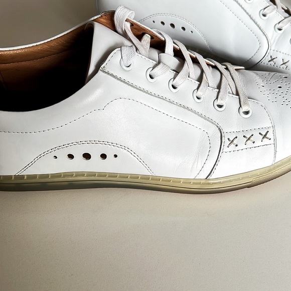 Zanzara Drum White Soft Lace Up Leather Sneakers Men’s Sz 10.5 - Picture 9 of 16